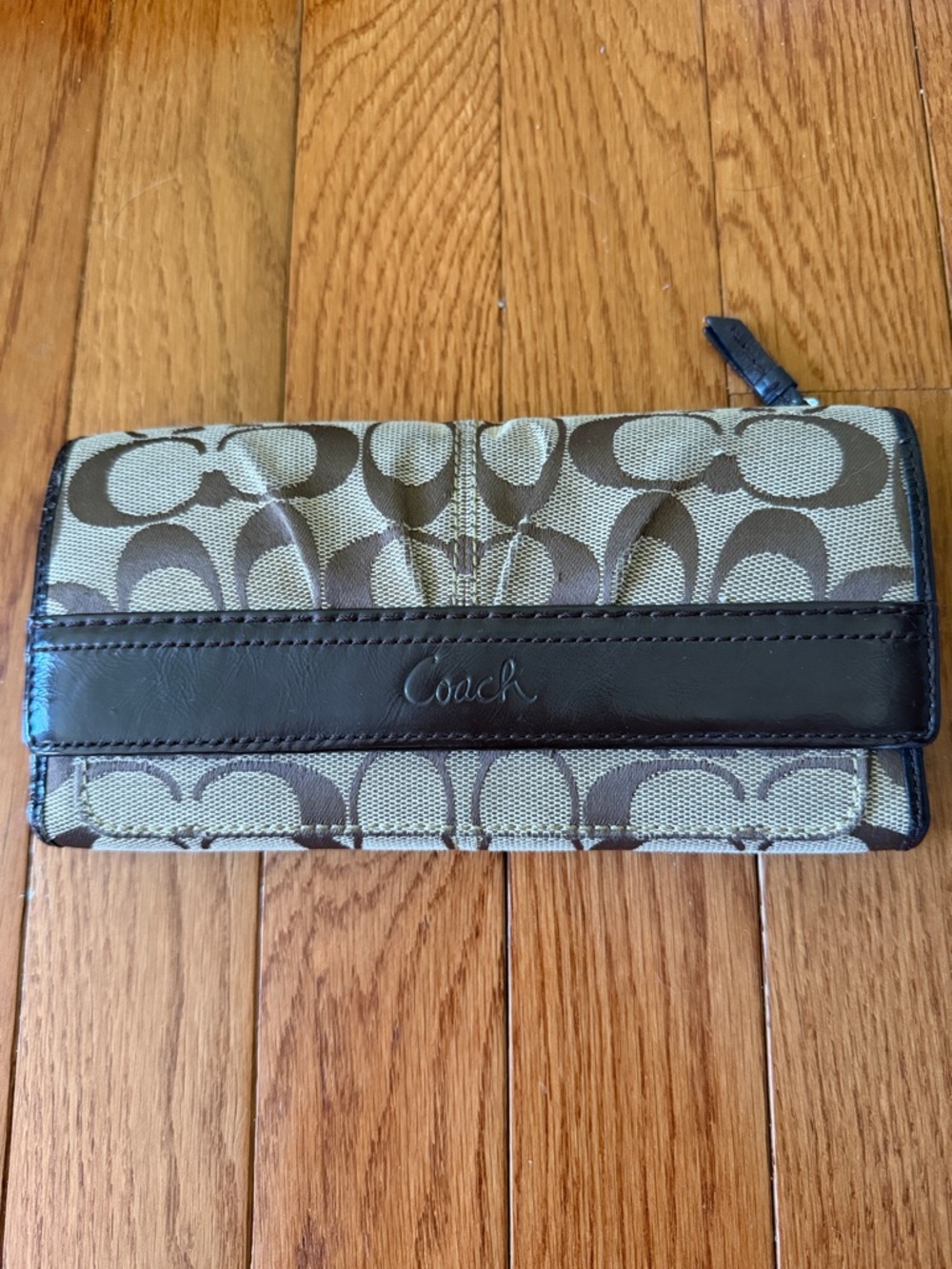 Coach Signature Canvas Wallet in Brown and Khaki